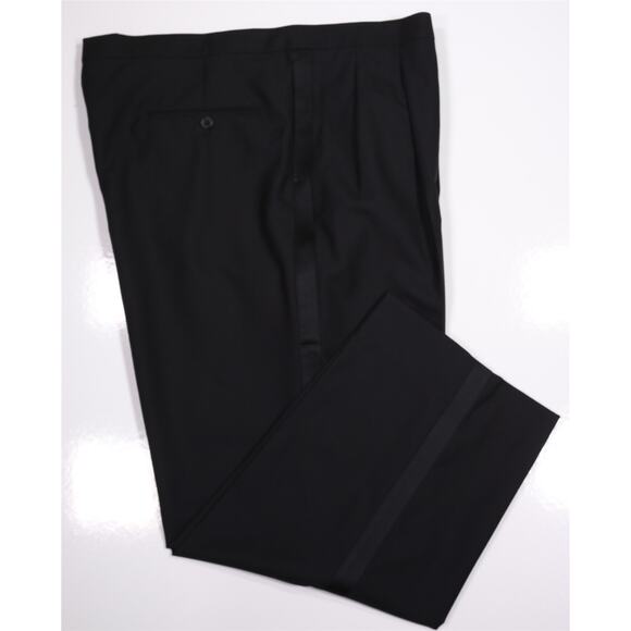 Hickey Freeman Black Tuxedo Formal Pleated Wool Pants Trousers 40x28 - Picture 1 of 5